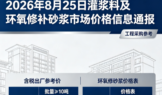 比如2026年8月25日灌浆料及环氧修补砂浆市场价格信息通报